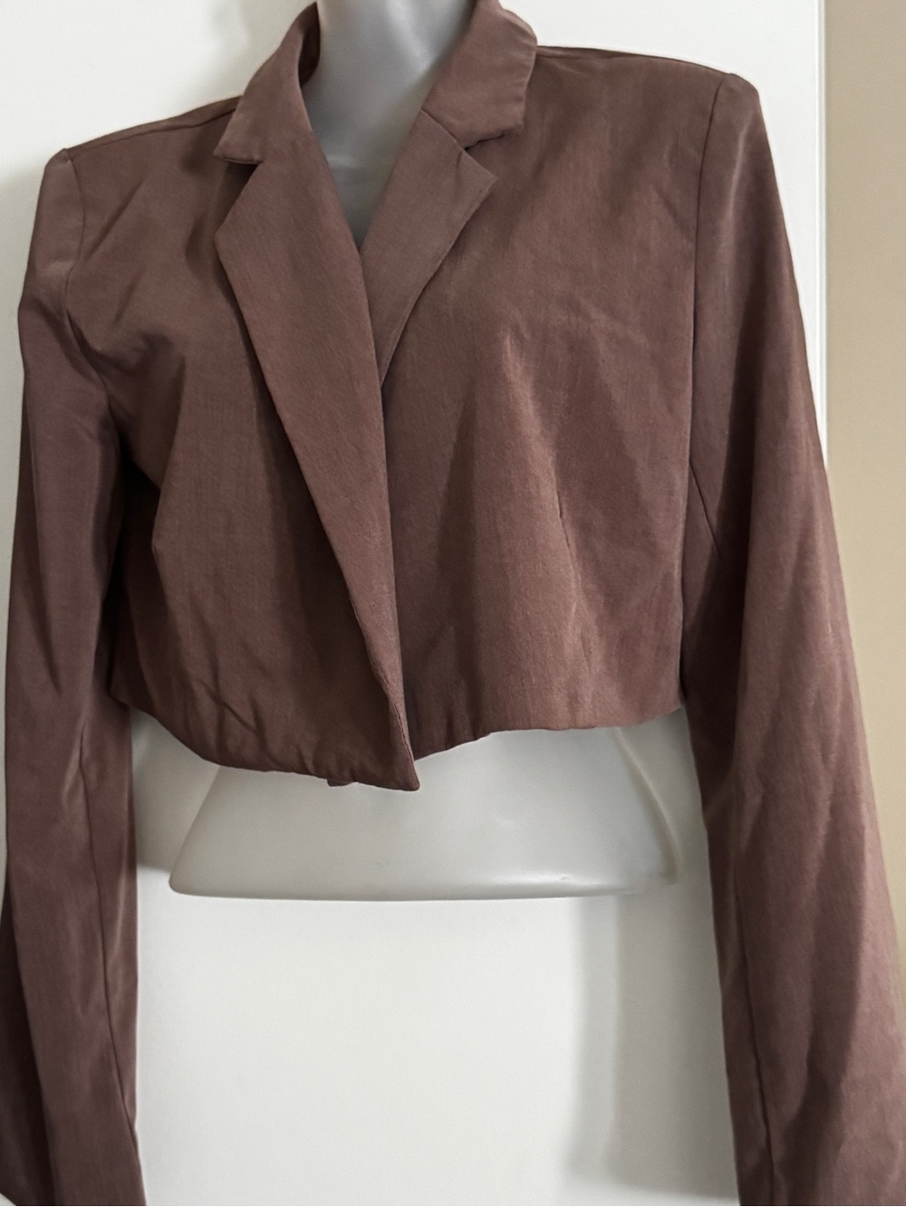 Mustard Seed Cropped Blazer Jacket in Warm Brown